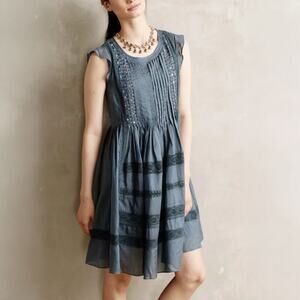 Anthropologie Vanessa Virginia Blue Babydoll Marit Dress XS Boho Cottagecore